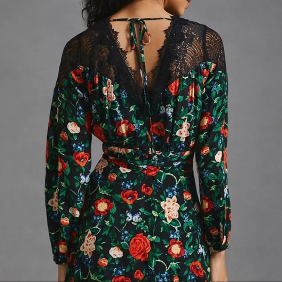 NWT Anthropologie Long Sleeve Lace Mini Dress - Picture 2 of 9
